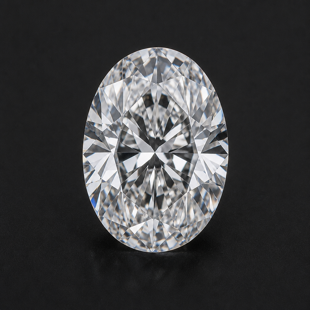 Shape illustration of a 1.03 ct oval diamond. Individual stone photography can be uploaded in Admin.